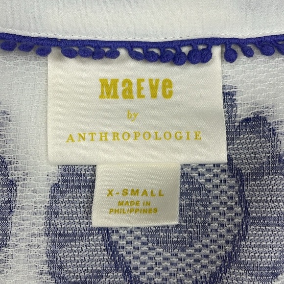 Anthropologie Maeve Floral Sunburst Surplice Peplum Blouse Boho Blue XS - Picture 8 of 11